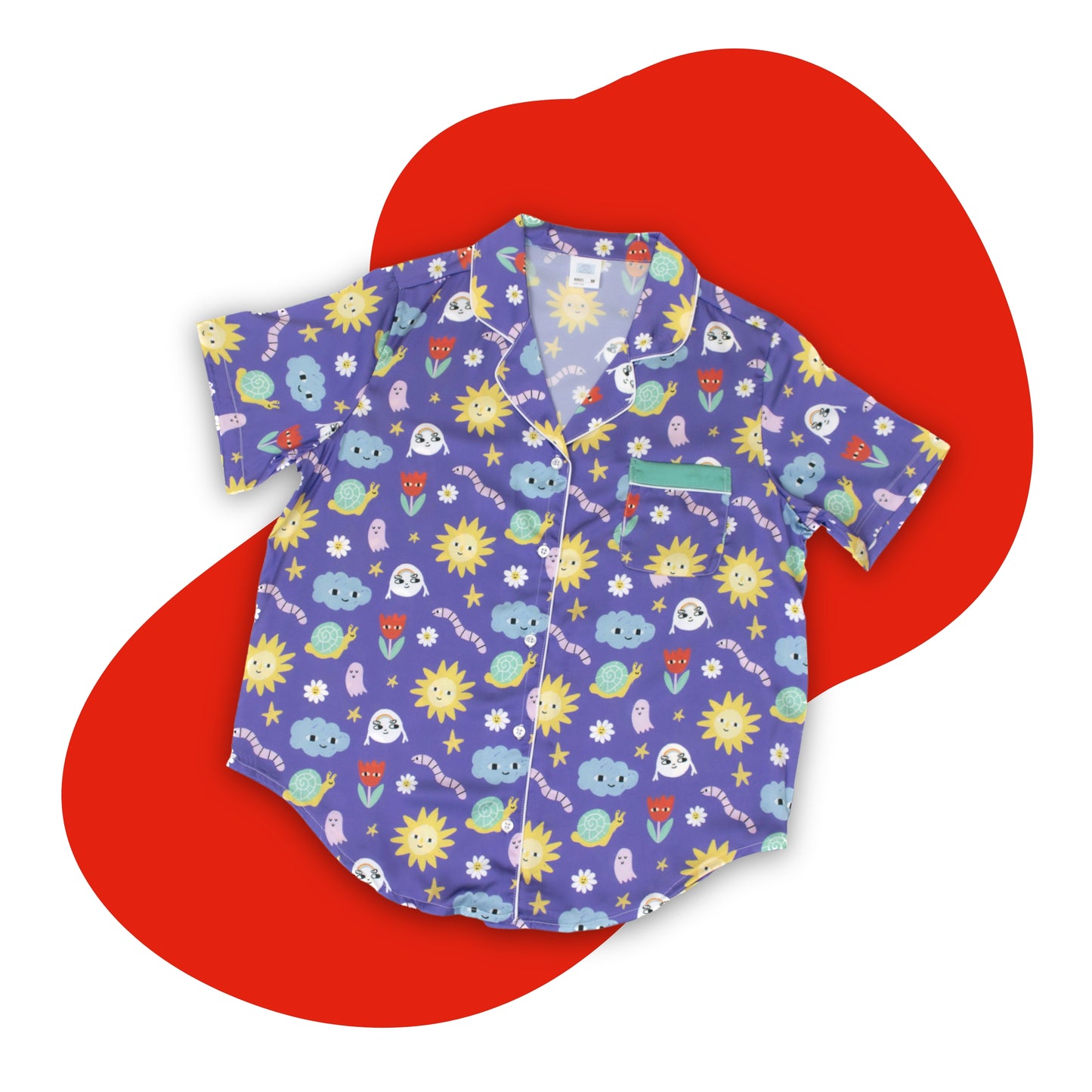 Mooney & Friends Print Short Sleeve Pajama Top